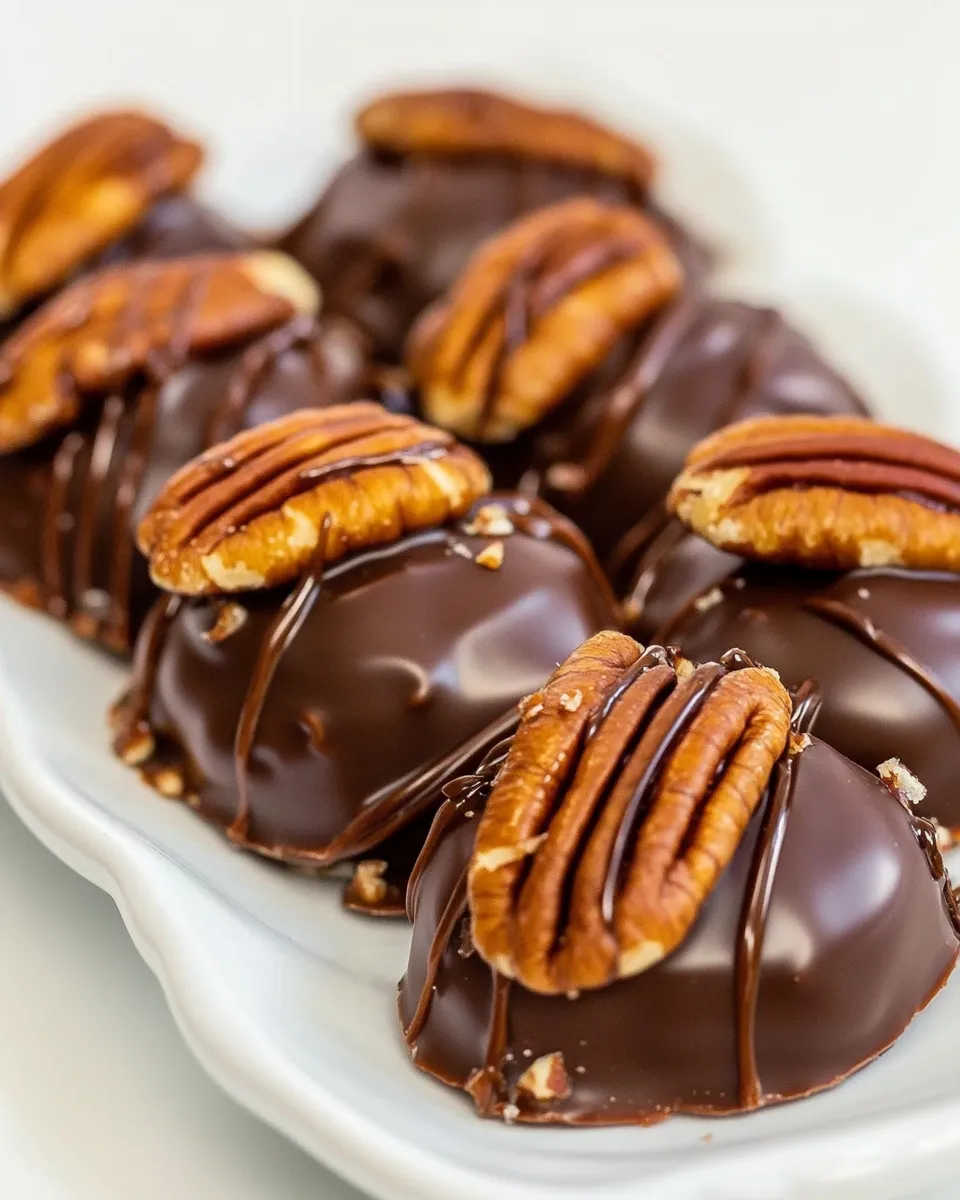 Easy Dark Chocolate Salted Caramel Pecan Turtles recipe photo
