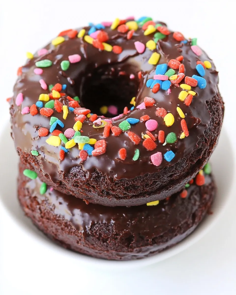 Homemade Double Chocolate Cake Donuts photo