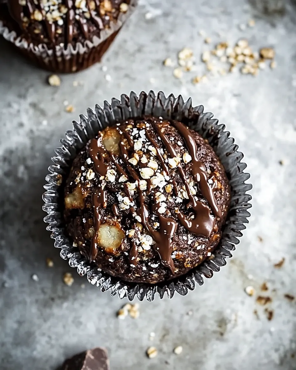 Delicious Double Chocolate Coconut oil Zucchini Muffins with Caramelized Buckwheat. food shot