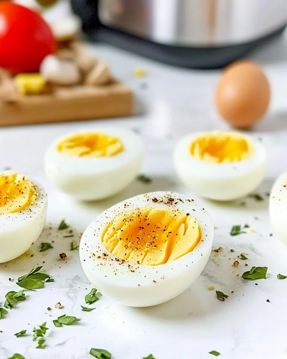 Delicious Easy Air Fryer Hard Boiled Eggs Recipe shot