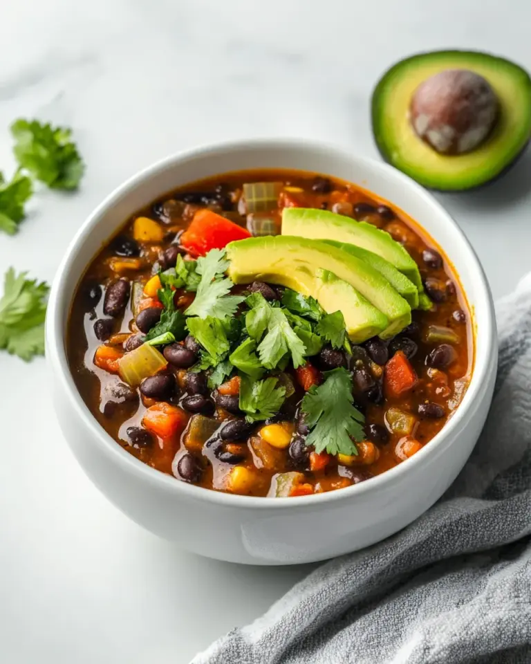Homemade Easy Black Bean Soup with Avocado photo