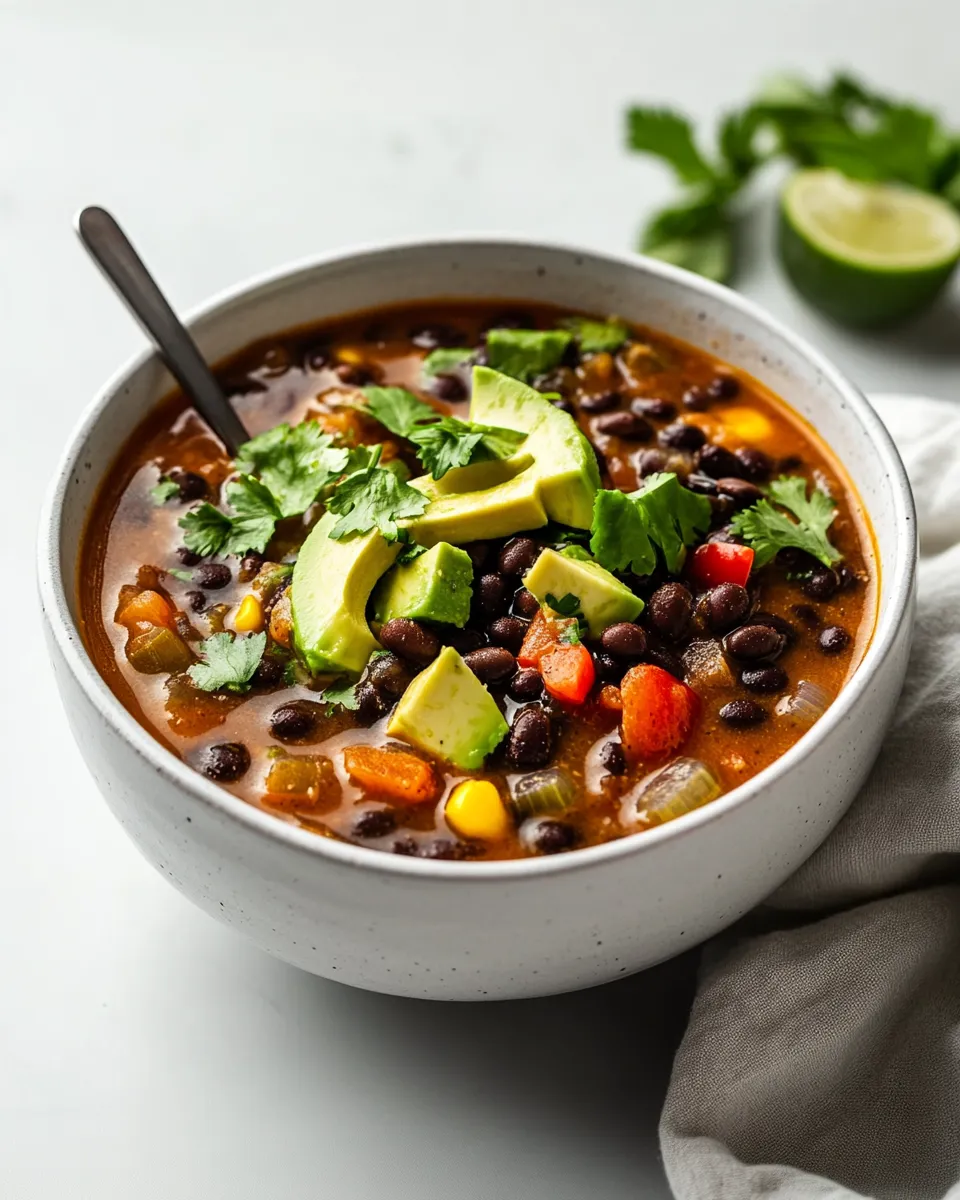Delicious Easy Black Bean Soup with Avocado recipe photo