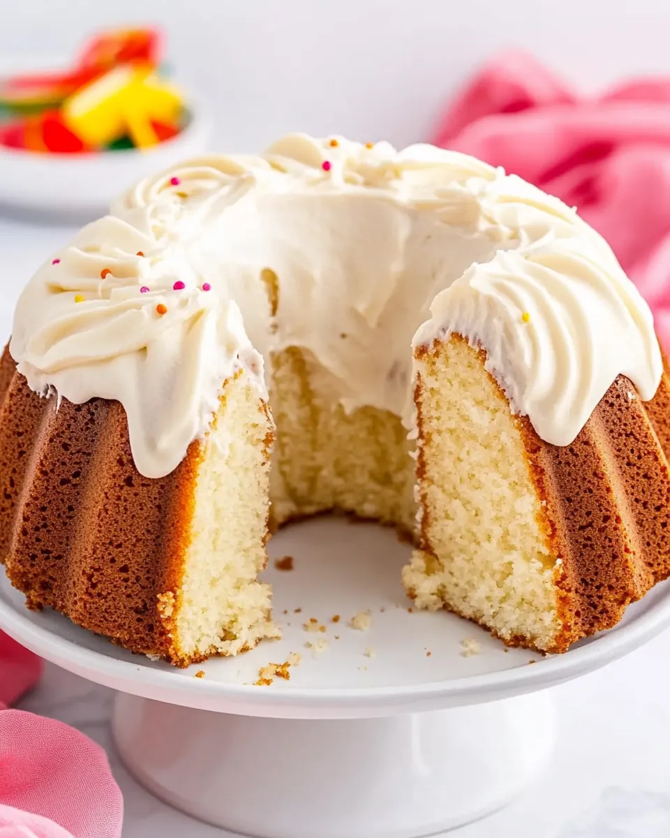 Homemade Easy Vanilla Bundt Cake with Cream Cheese Frosting photo
