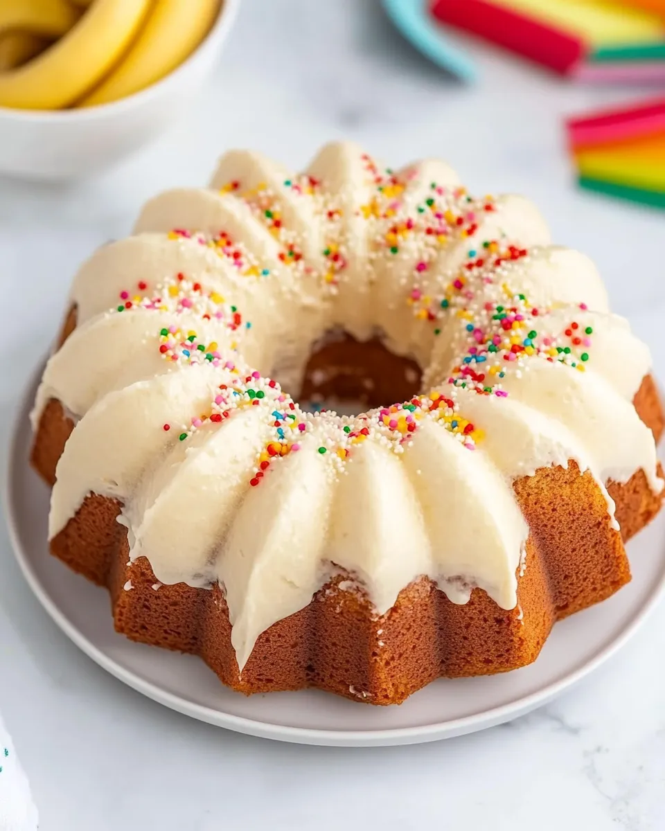 Delicious Easy Vanilla Bundt Cake with Cream Cheese Frosting shot