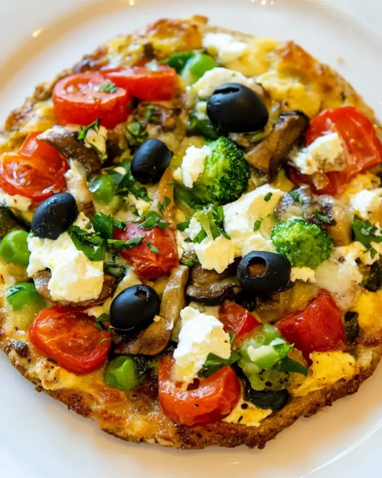 Homemade Egg-Crust Vegetarian Breakfast Pizza photo