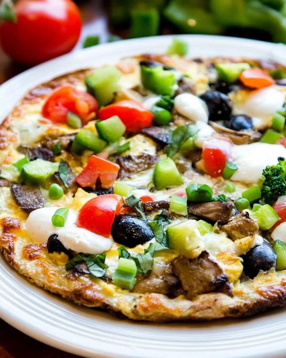 Easy Egg-Crust Vegetarian Breakfast Pizza recipe photo