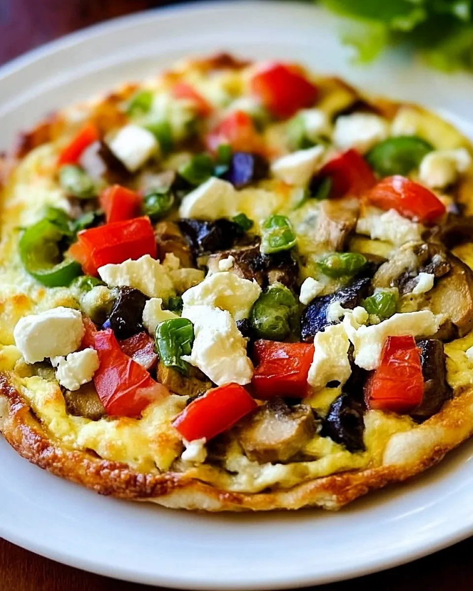 Delicious Egg-Crust Vegetarian Breakfast Pizza shot