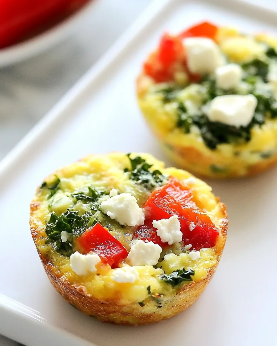 Healthy Egg Muffins with Kale, Roasted Red Peppers, and Feta Cheese recipe photo