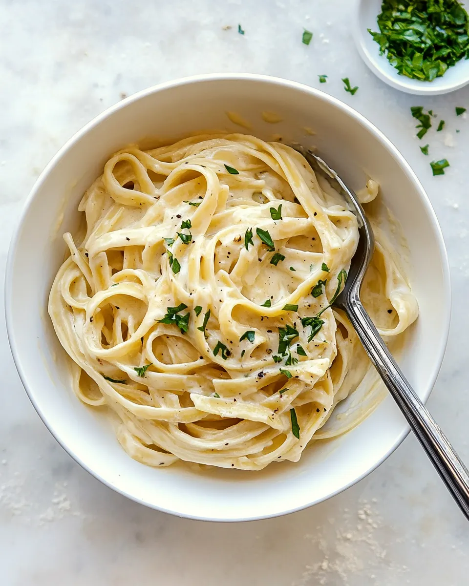 Delicious Fettuccine Alfredo shot