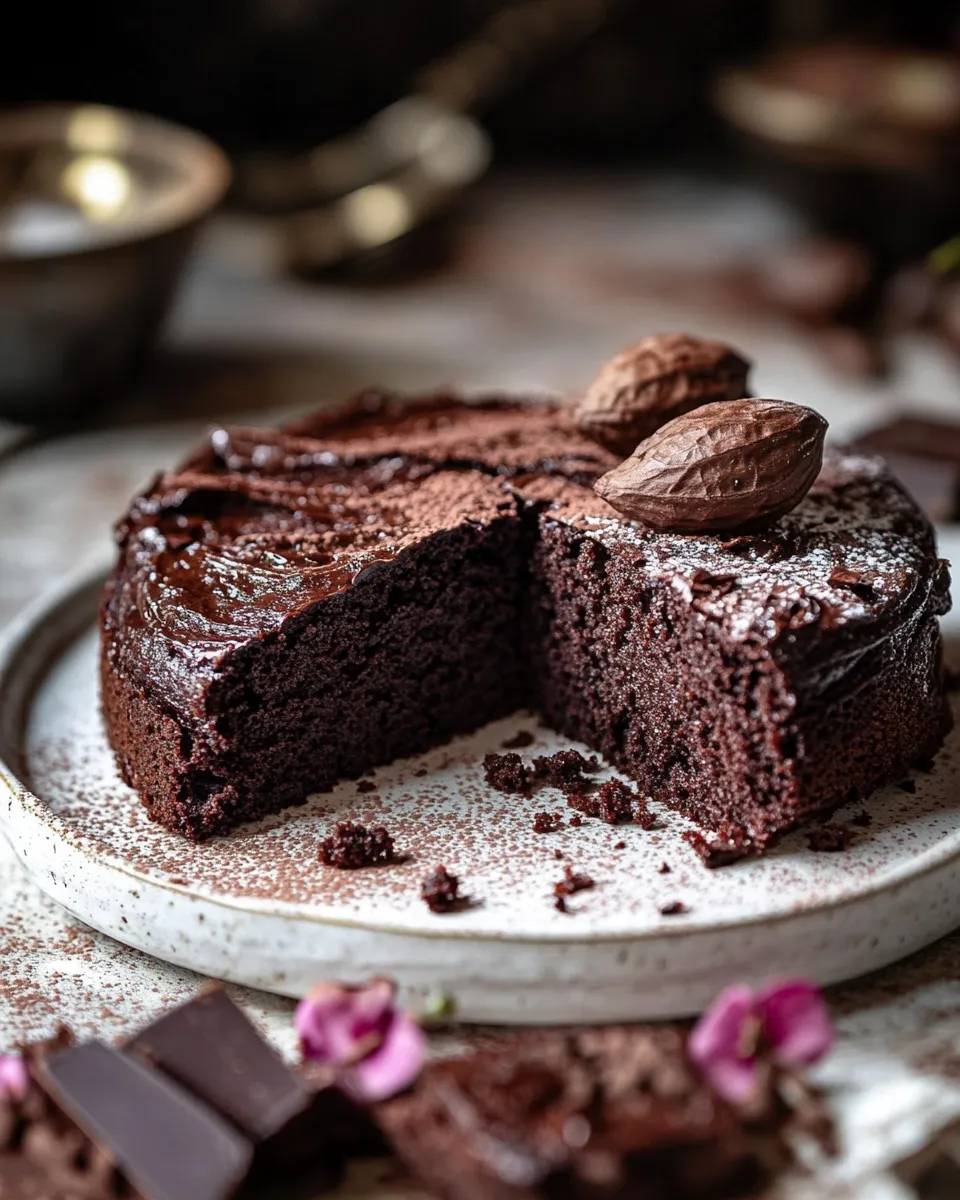 Amazing Flourless Chocolate Espresso Cake. recipe photo