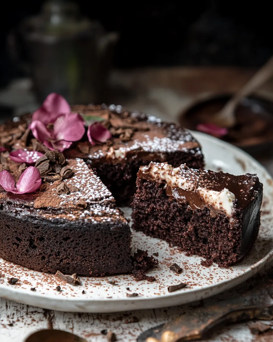 Sweet Flourless Chocolate Espresso Cake. recipe photo