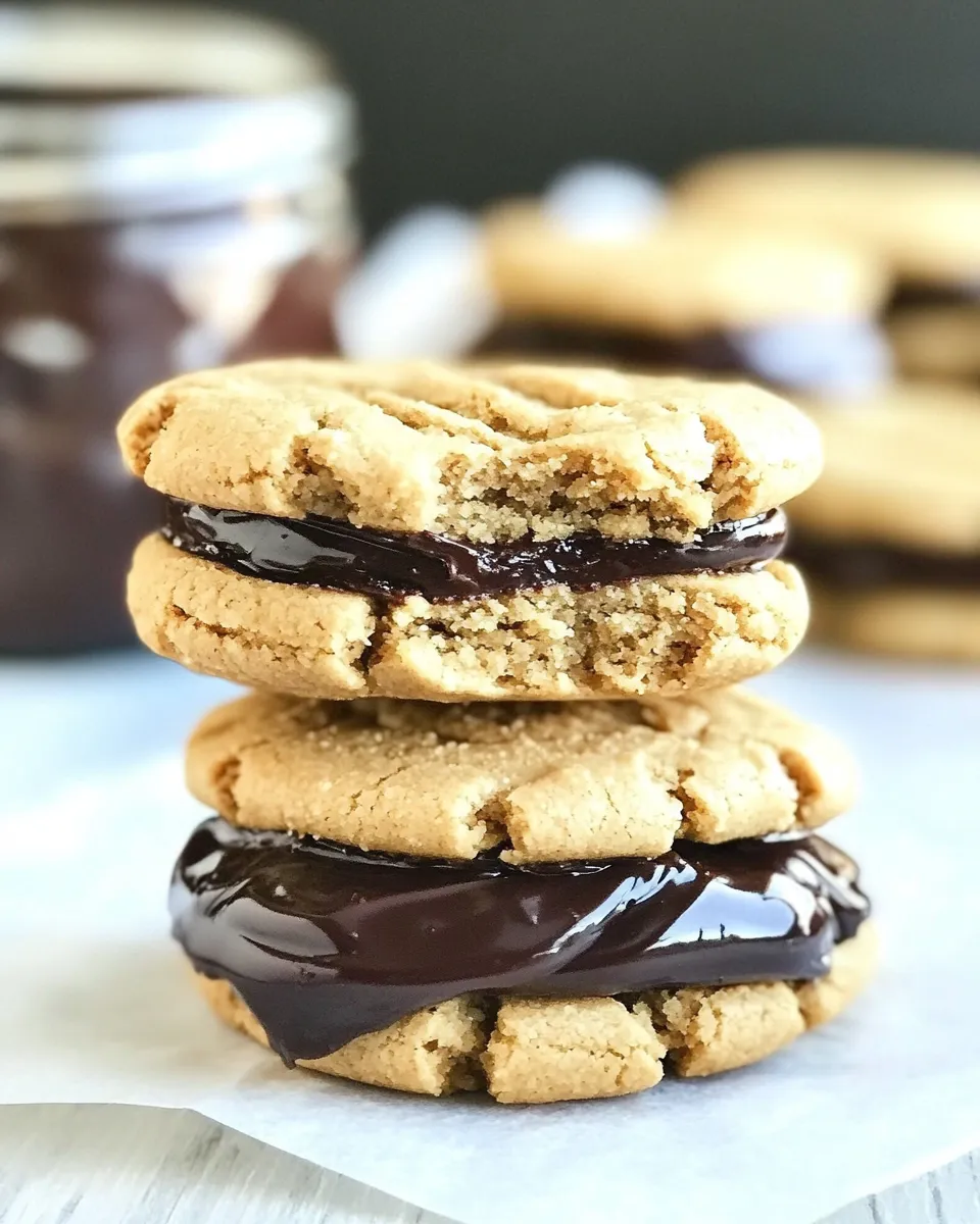 Homemade Flourless Peanut Butter Chocolate Ganache Sandwich Cookies photo