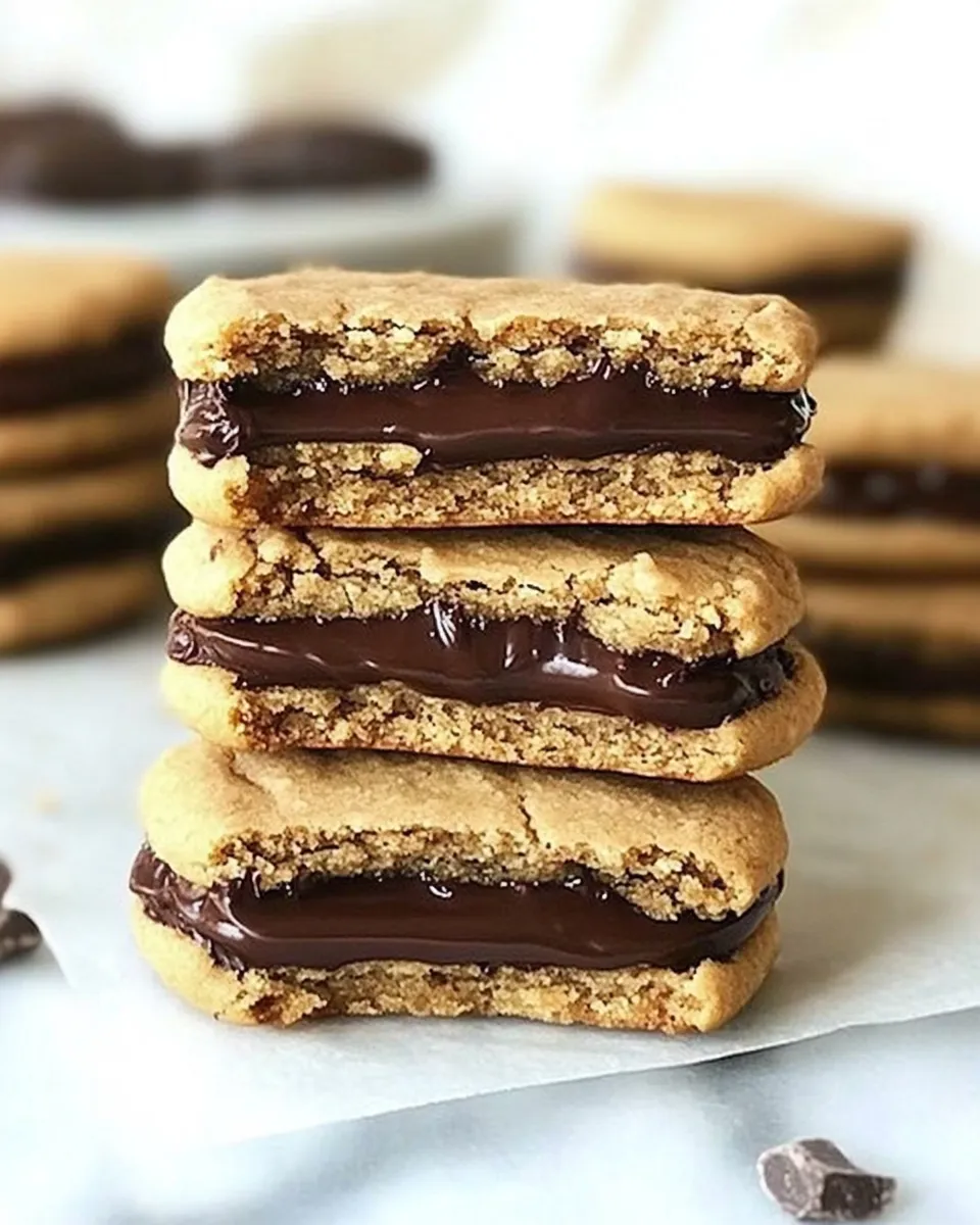 Easy Flourless Peanut Butter Chocolate Ganache Sandwich Cookies shot