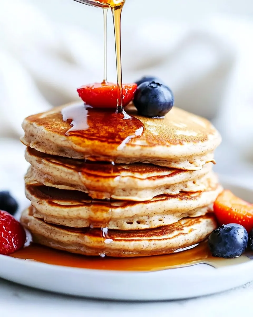 Delicious Fluffy Whole Wheat Pancakes shot