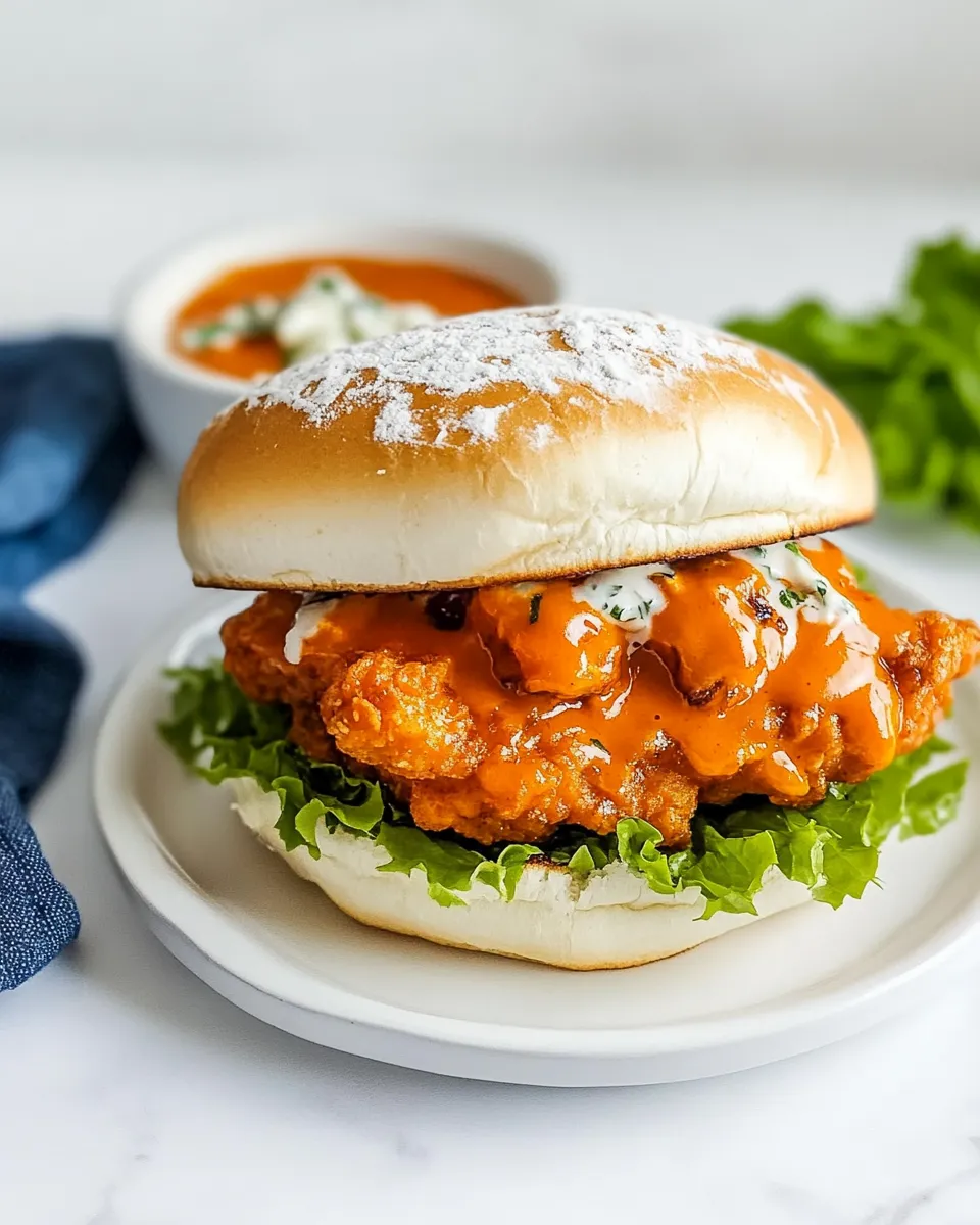 Delicious Fried Buffalo Chicken Sandwich shot