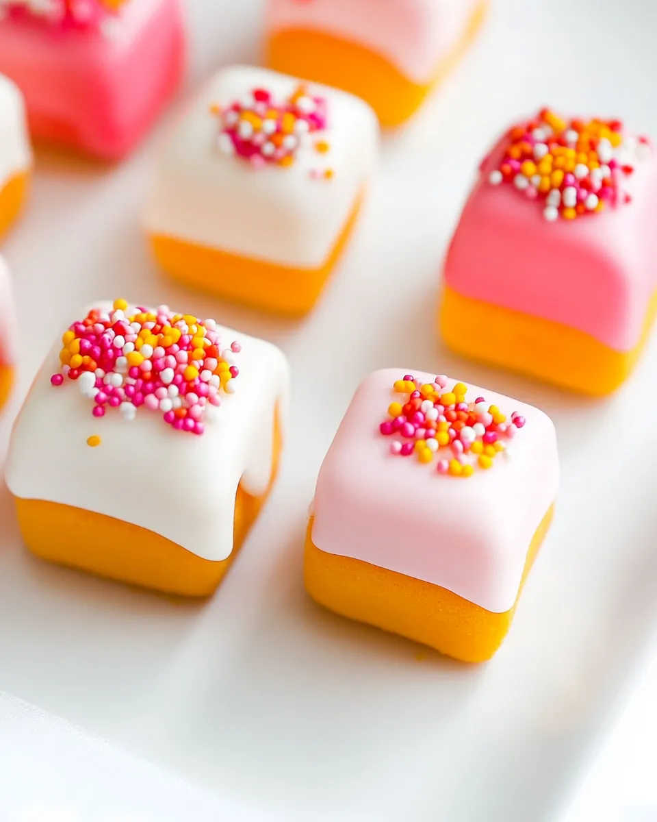 Sweet Funfetti Fours (Birthday Cake Petit Fours) shot