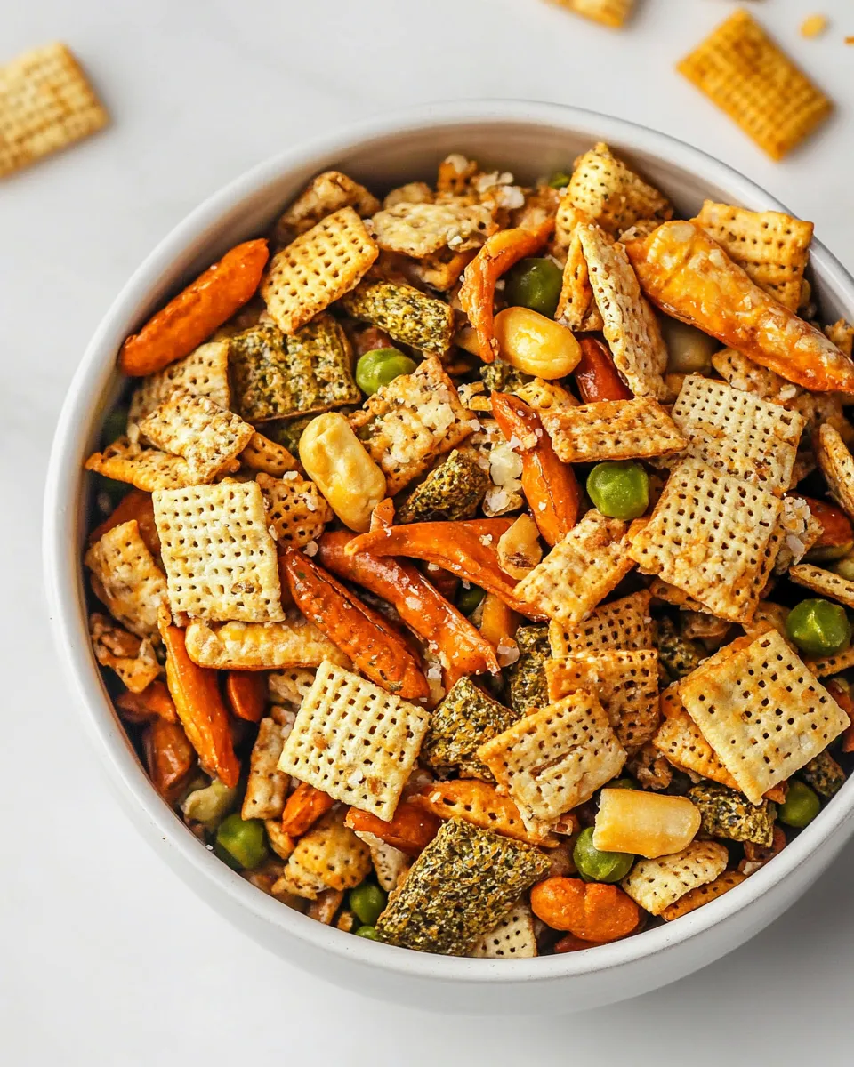 Homemade Furikake Chex Mix shot