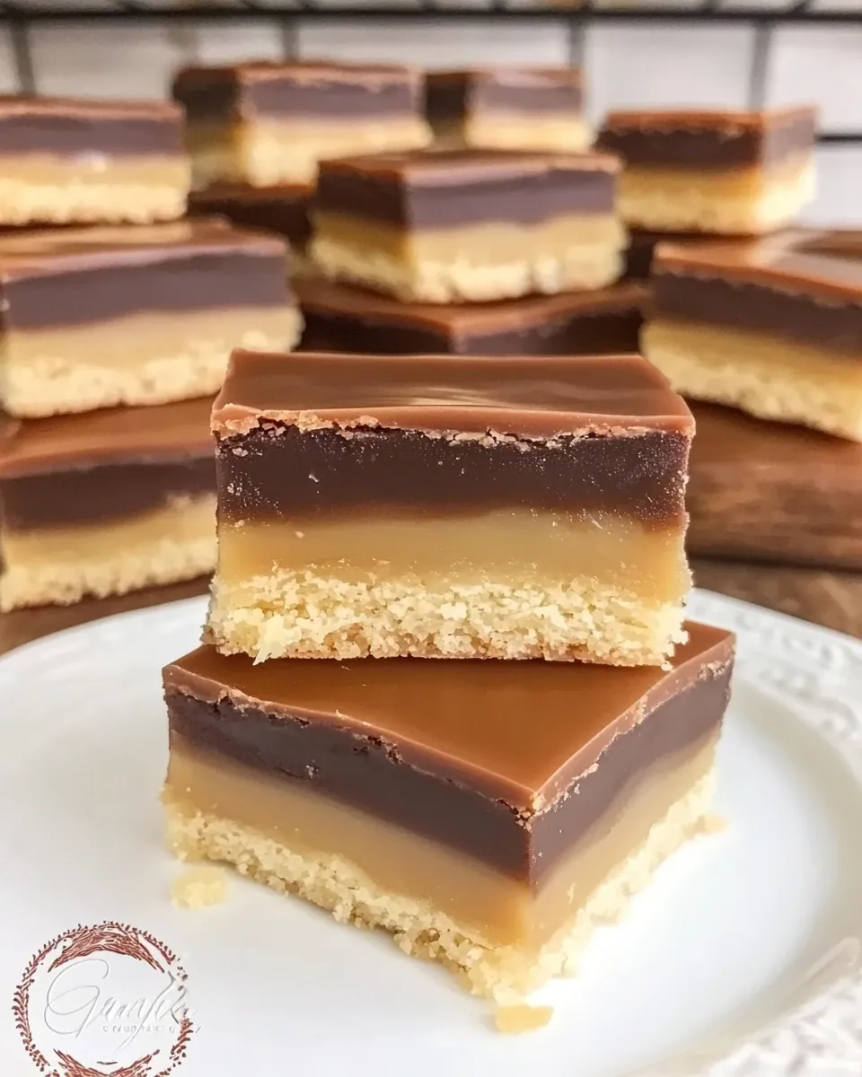 Homemade Ganache Topped Caramel Bars photo