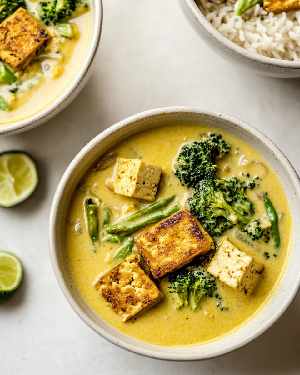 Savory Golden Coconut Broth Bowls with Crispy Tofu shot