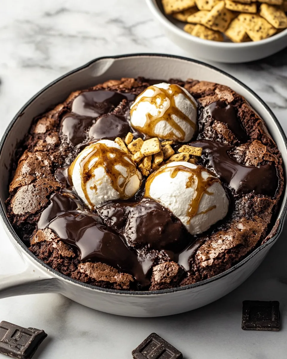 Savory Gooey Smores Skillet Brownie. photo
