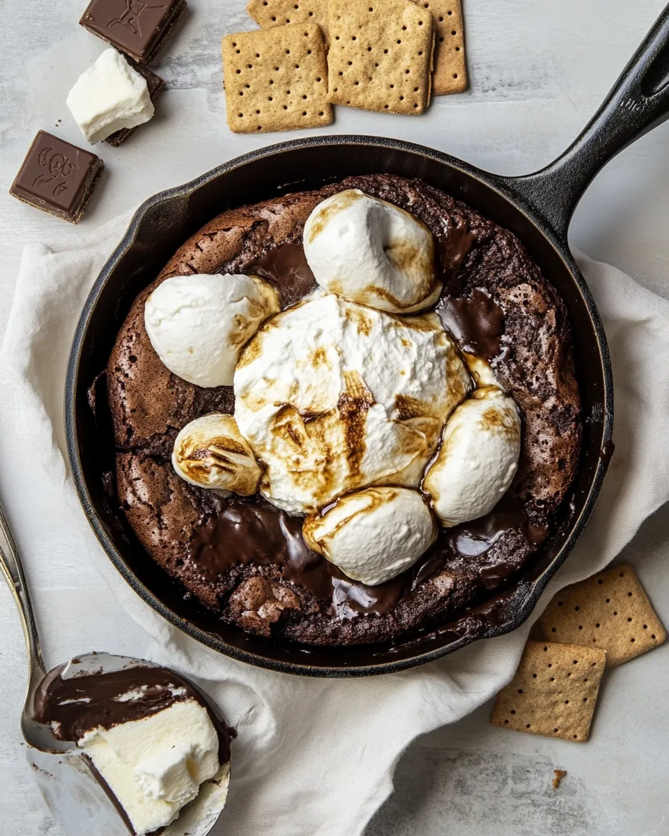 Tasty Gooey Smores Skillet Brownie. image