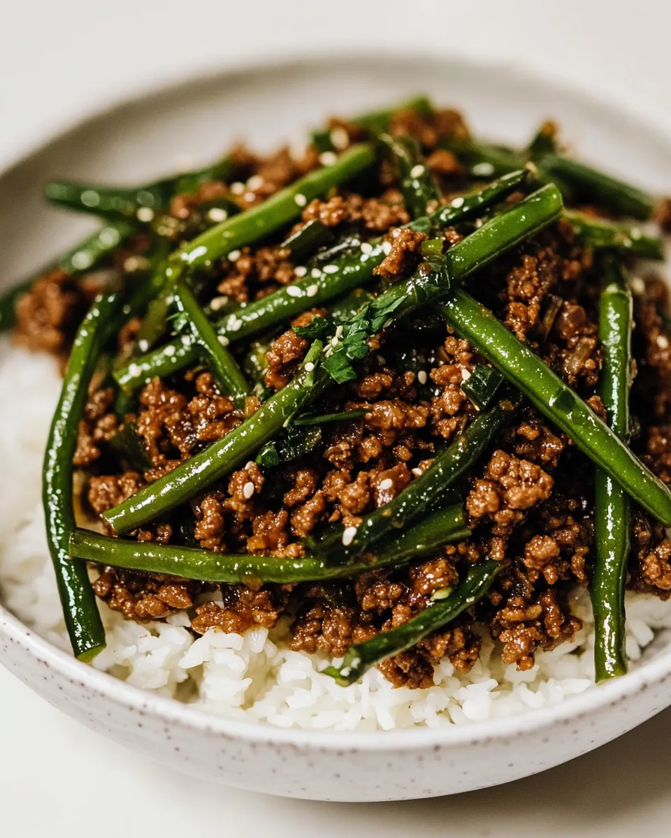 Delicious Green Bean and Ground Beef Stir Fry shot