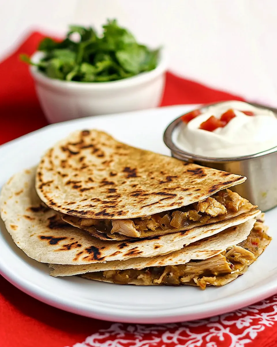 Delicious Green Chile Chicken Quesadillas image