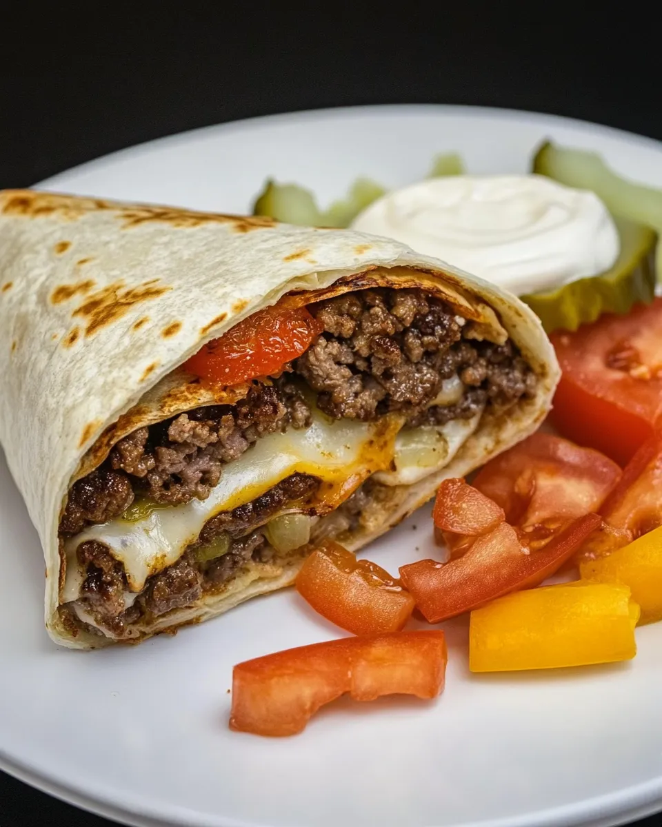 Homemade Griddled Burrito-Style Cheeseburger Wraps photo