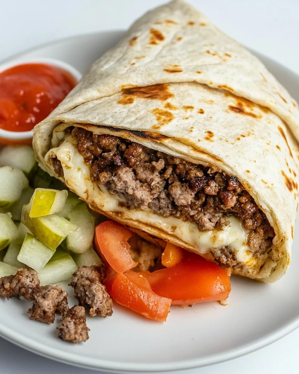 Classic Griddled Burrito-Style Cheeseburger Wraps image