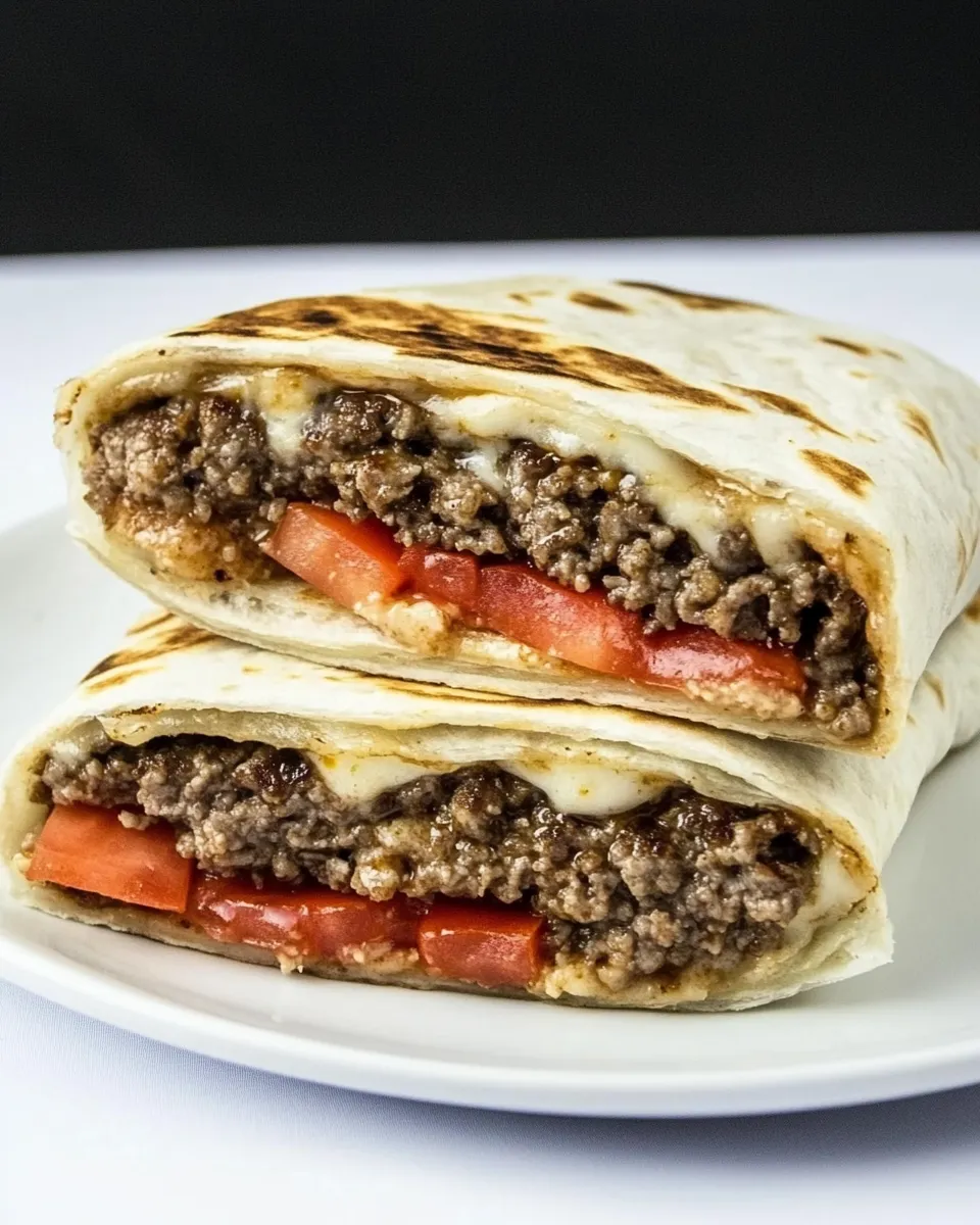 Easy Griddled Burrito-Style Cheeseburger Wraps shot