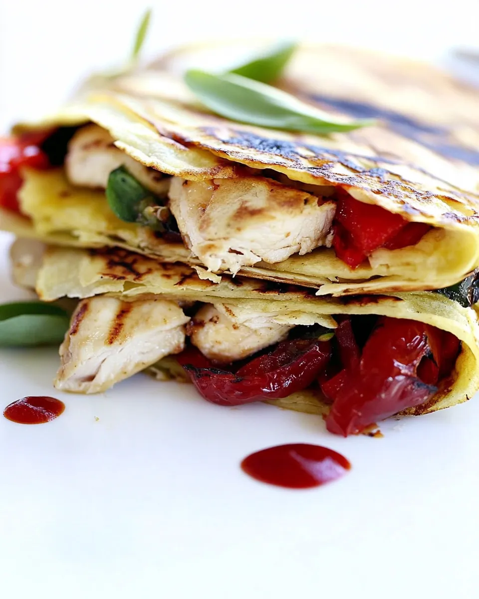 Classic Grilled Chicken and Roasted Red Peppers Crepe-Quesadilla image