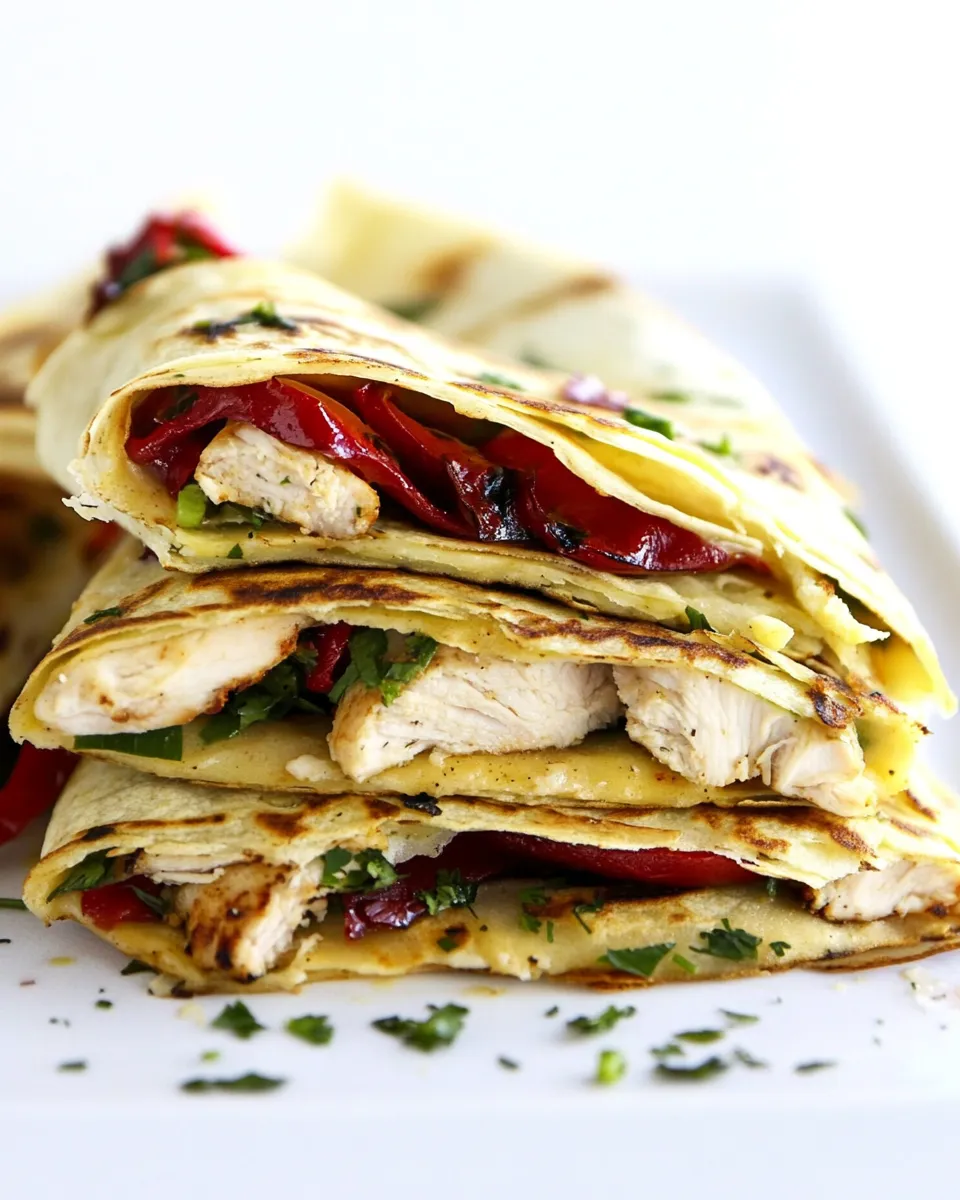 Easy Grilled Chicken and Roasted Red Peppers Crepe-Quesadilla recipe photo