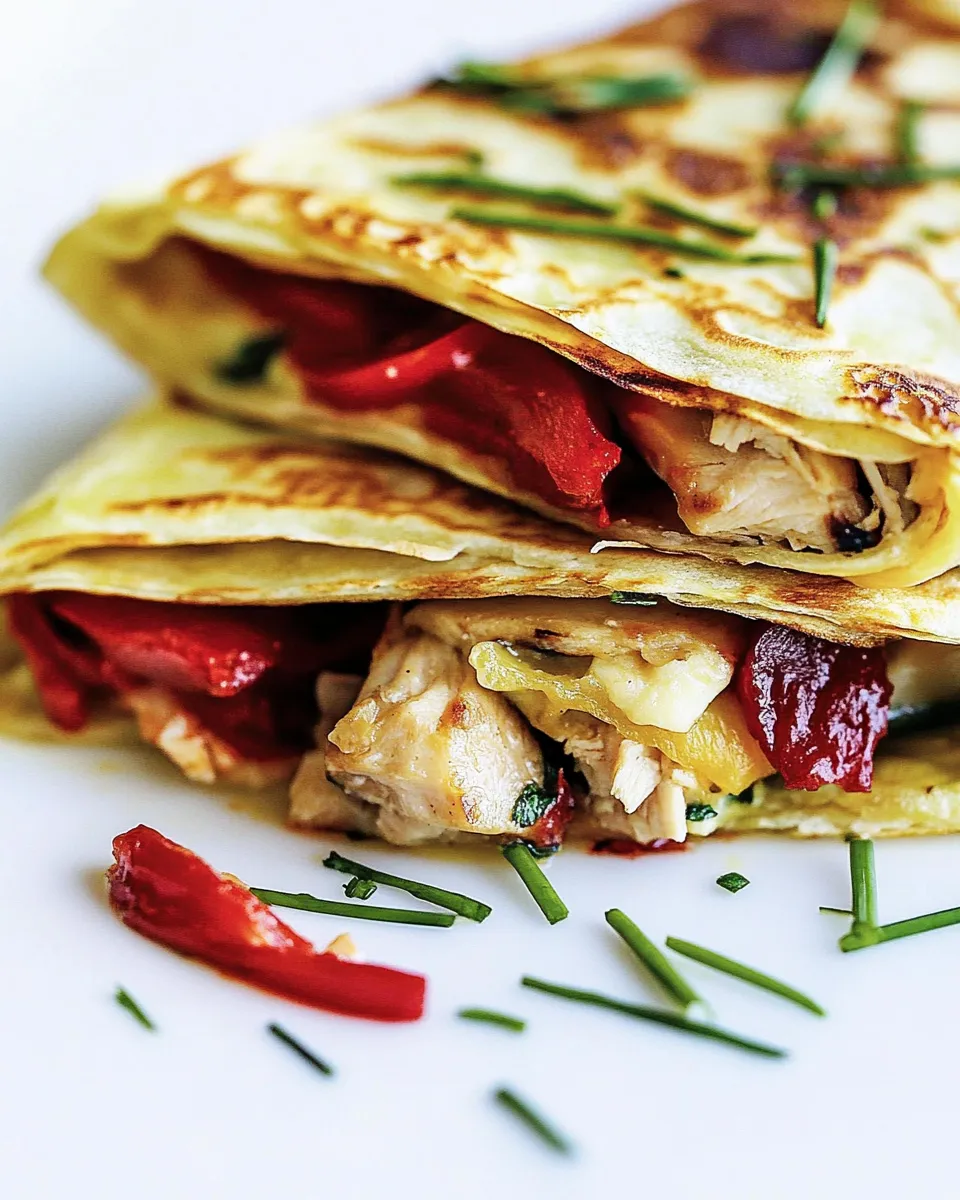 Delicious Grilled Chicken and Roasted Red Peppers Crepe-Quesadilla shot