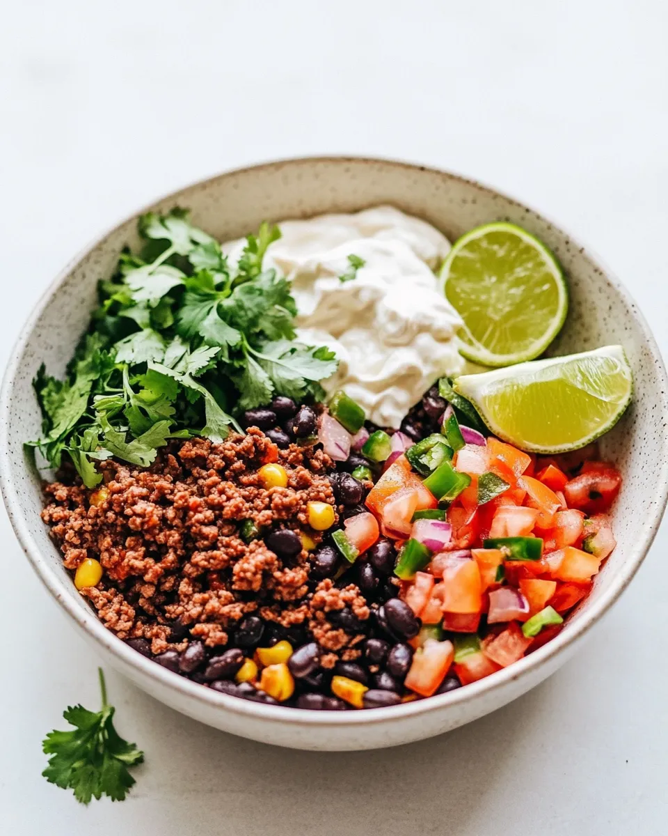 Quick Ground Beef Taco Bowl shot