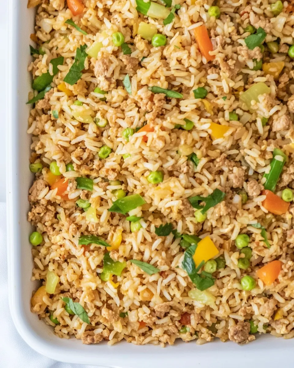 Healthy Ground Turkey Fried Rice dish photo