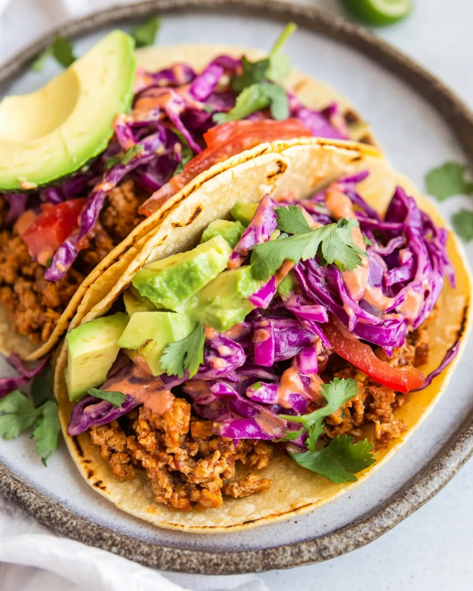 Classic Ground Turkey Tacos with Cabbage Slaw and Avocado image