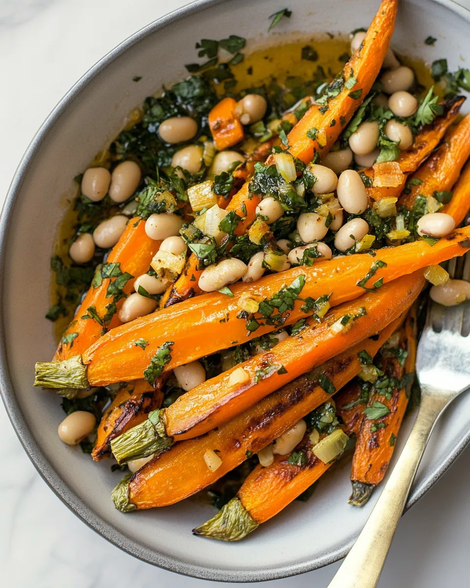 Easy Harissa Roasted Carrots with White Beans photo