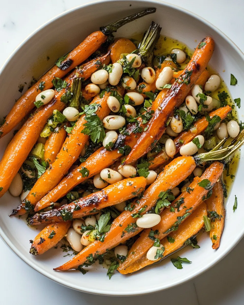 Delicious Harissa Roasted Carrots with White Beans image