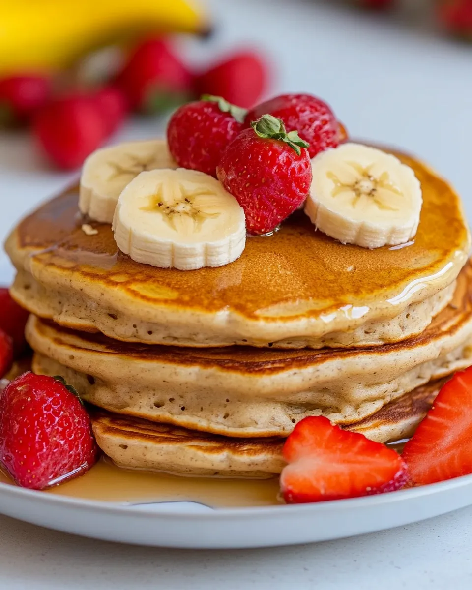 Quick Healthy Gluten-Free Banana Oatmeal Pancakes Recipe dish photo