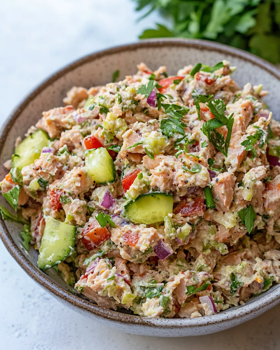 Delicious Healthy Tuna Salad With Hummus (Mayo-Free) shot