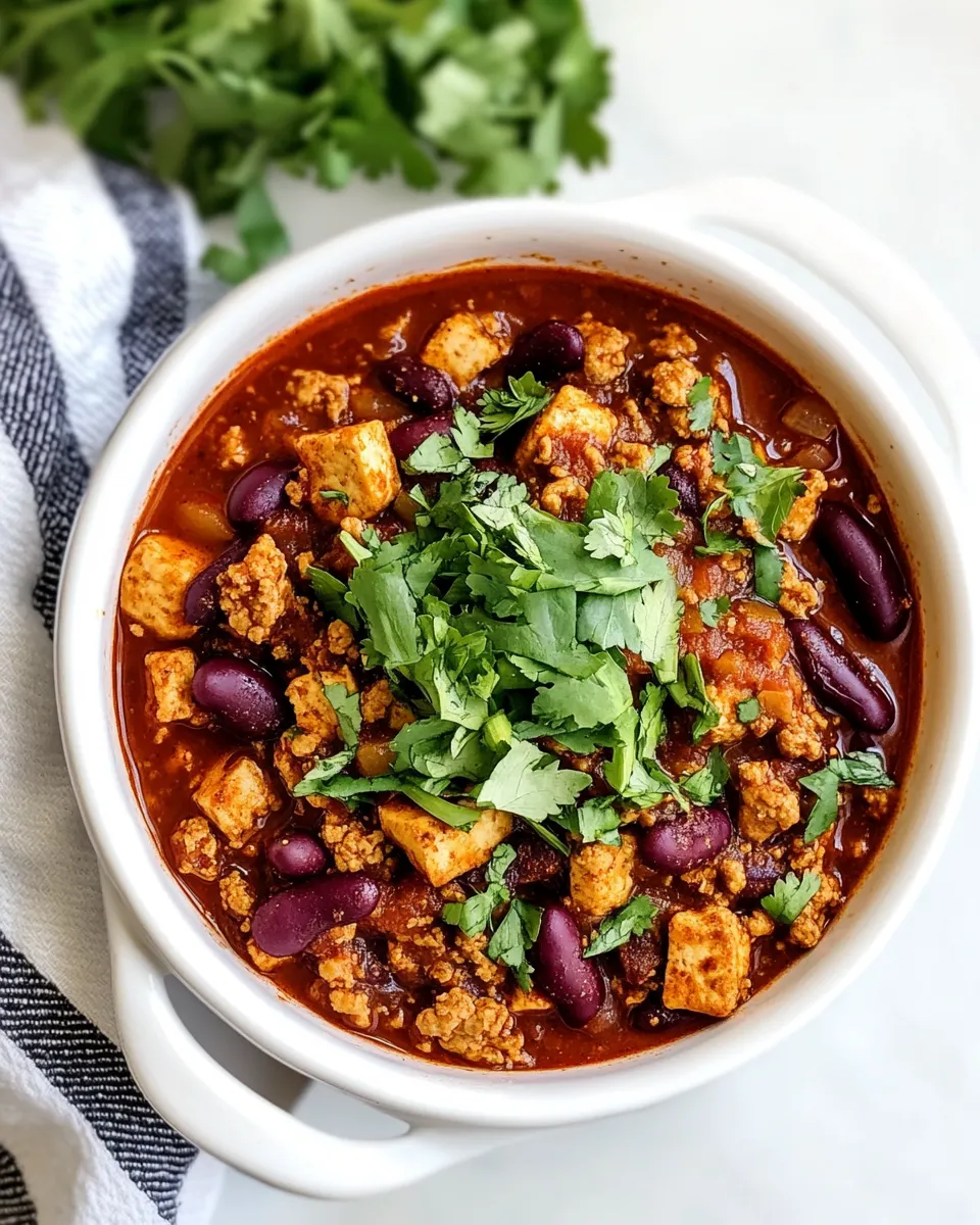 Delicious Hearty Tofu Chili plate image