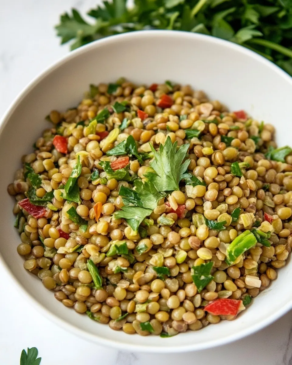Easy Herbed Green Lentil and Farro Salad shot
