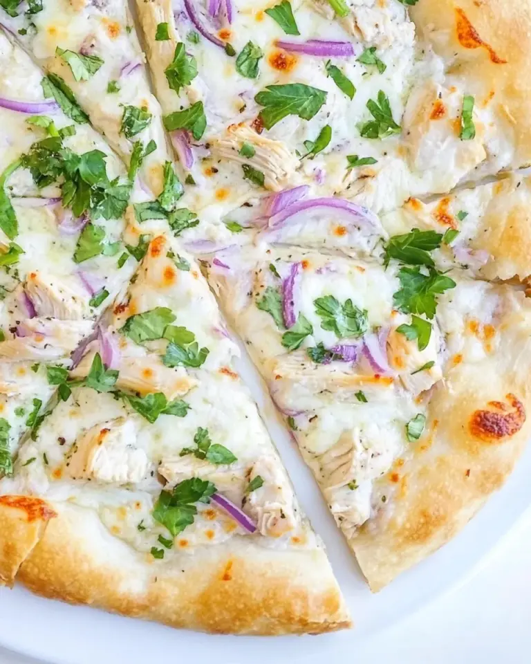 Easy How to Make a Roasted Garlic Chicken White Sauce Pizza photo