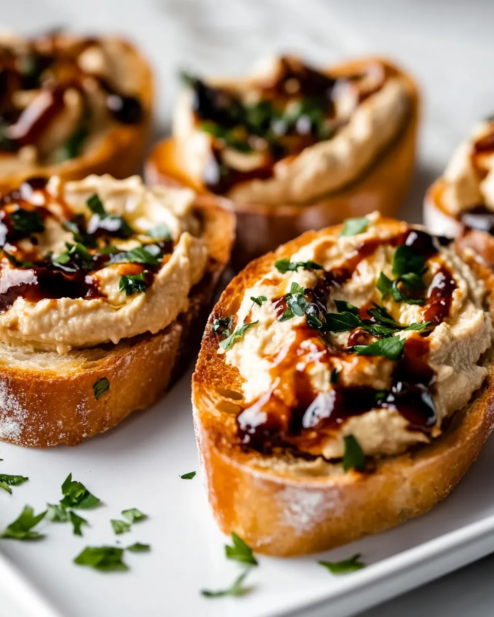 Homemade Hummus Crostini Appetizer photo