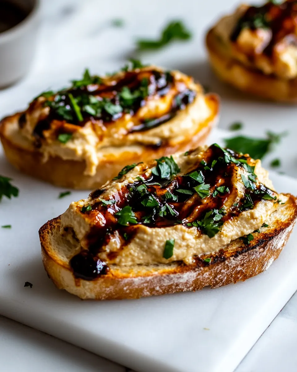 Savory Hummus Crostini Appetizer shot