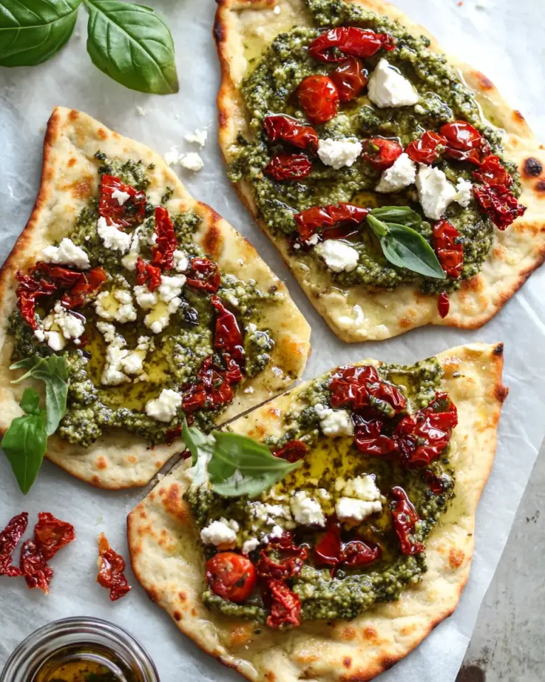 Homemade Hummus Flatbread with Sun-Dried Tomatoes & Pesto photo