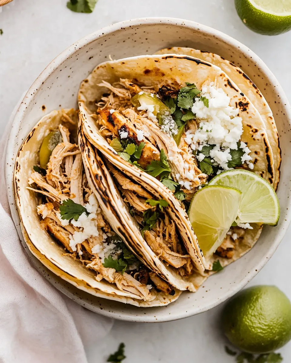 Easy Instant Pot Chicken Tacos food shot