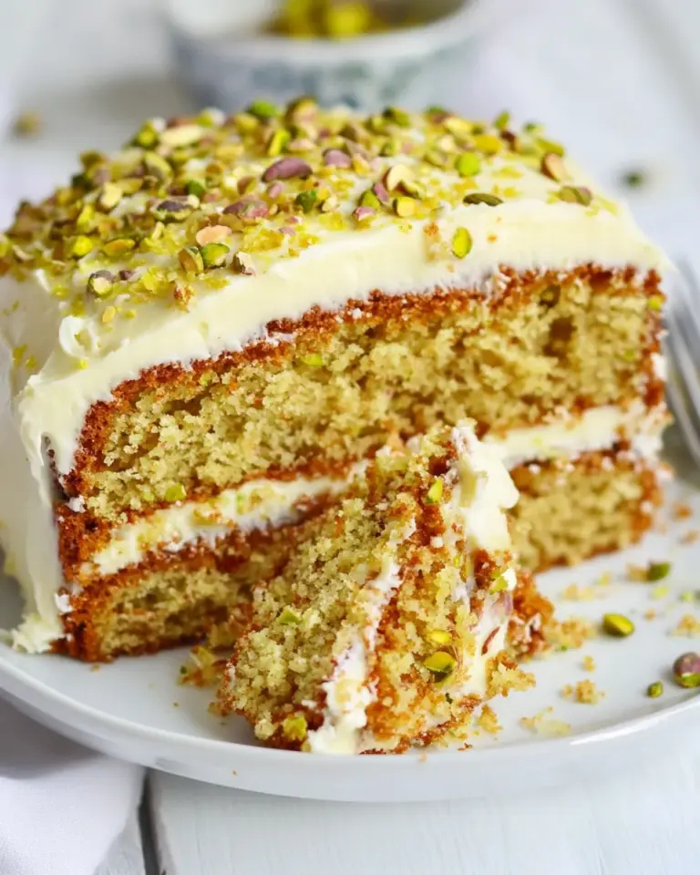 Homemade Italian Almond Pistachio Cake w/ Cream Cheese Frosting photo
