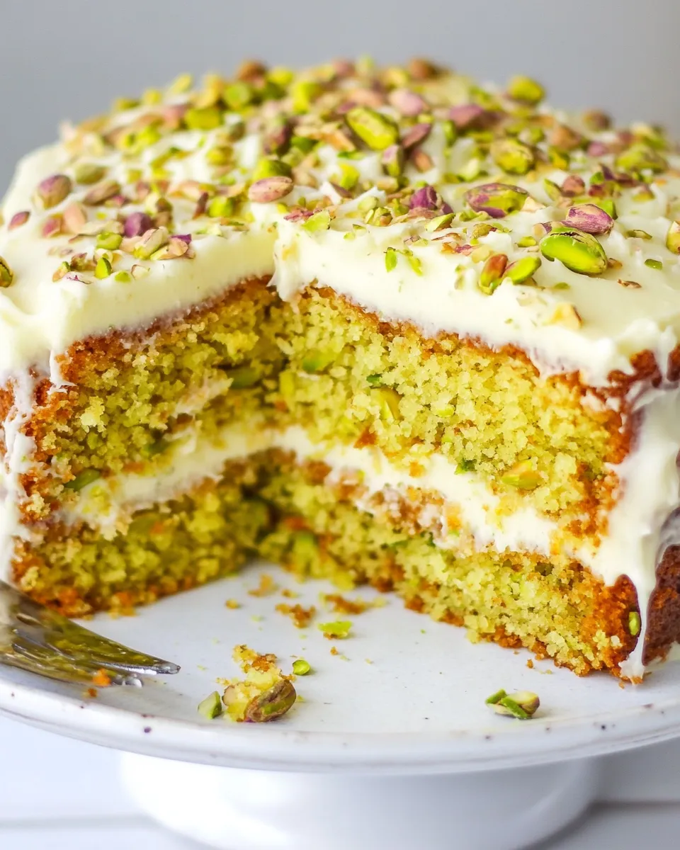 Classic Italian Almond Pistachio Cake w/ Cream Cheese Frosting image