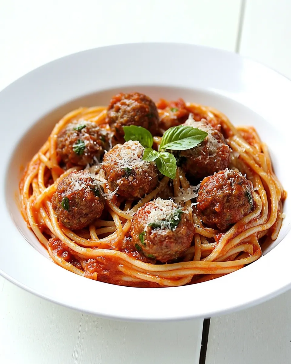 Delicious Italian Spaghetti with Meatballs shot